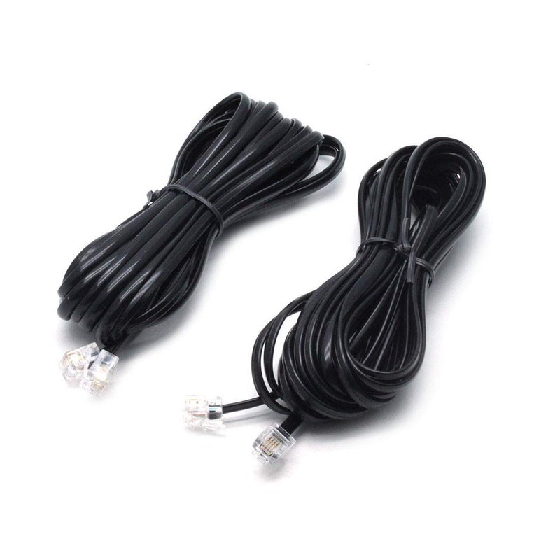 Sscon 6.5ft Black Telephone Landline Extension Cord Cable Line Wire with Standard RJ-11 6P4C Plug (Pack of 5) - Image 1